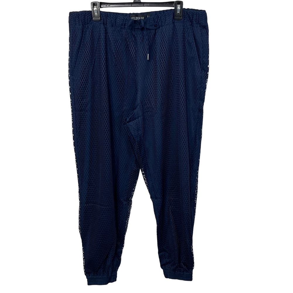 Wildfang The Empower Mesh Drawstring Pant in Navy Size Small NEW